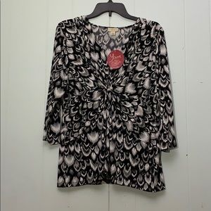 NWT New Yvos Dress barn 3/4 Sleeve Blouse Sz XL